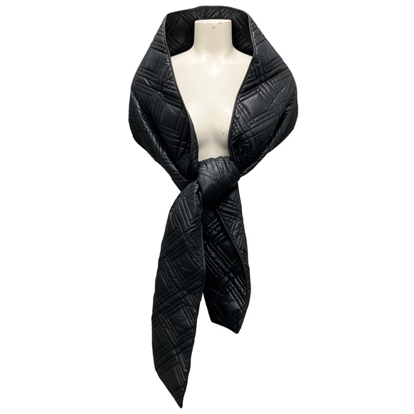 SAINT LAURENT BLACK DIAMOND QUILTED PUFFER SCARF - Picture 1 of 8